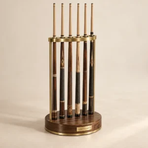 Brass Rail Cue Rack in Brushed brass and walnut — main photograph