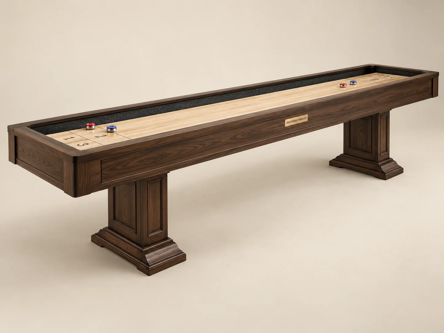 Heritage 12' Shuffleboard Table — main Heritage 12' Shuffleboard Table in Smoked walnut — main photograph