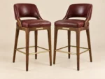 Lounge Spectator Stool (pair) in Oxblood leather and walnut — alternate photograph