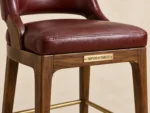Lounge Spectator Stool (pair) in Oxblood leather and walnut — detail photograph