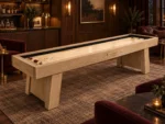 Modern 12' Shuffleboard Table in Light oak — lifestyle photograph